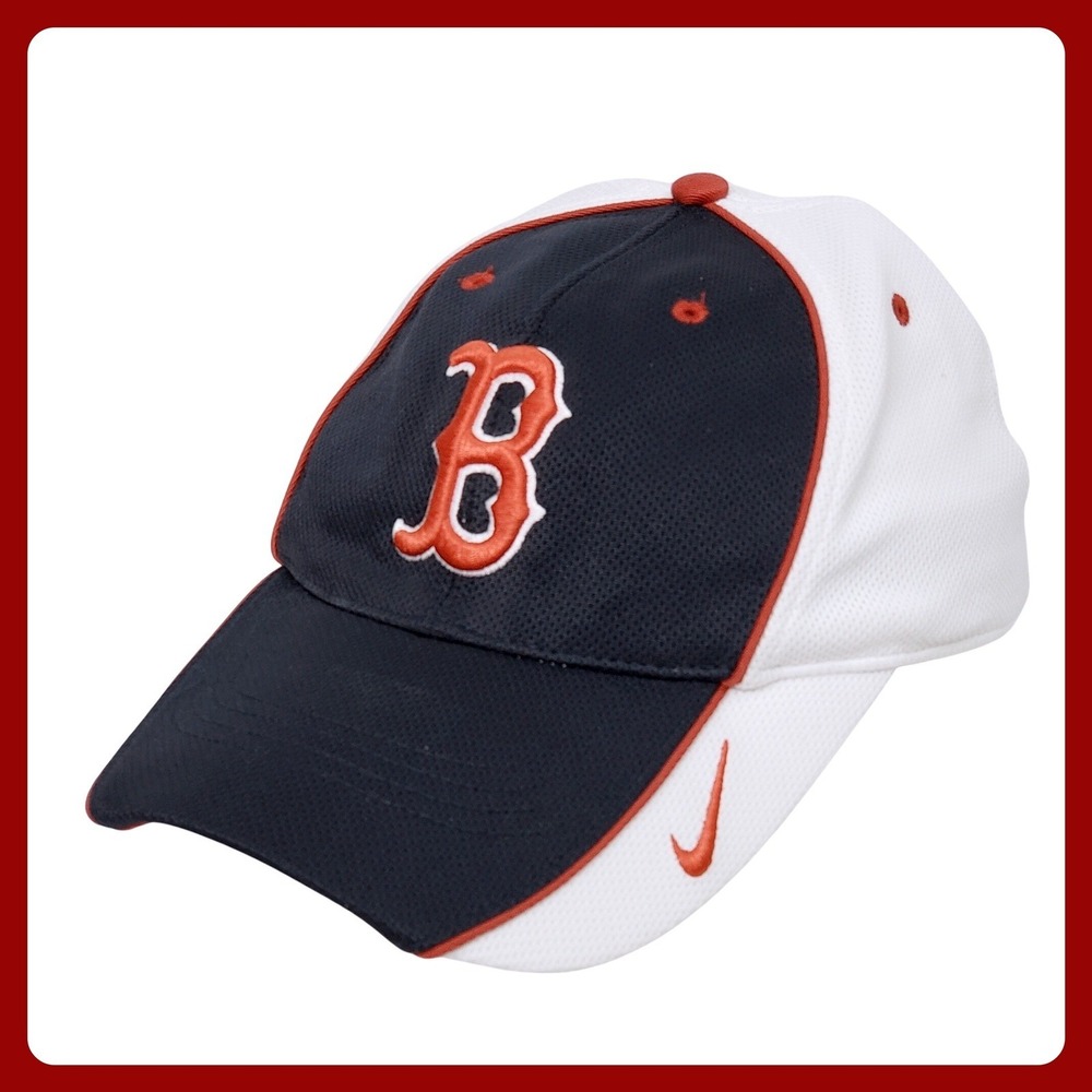 Nike Boston Red Sox MLB Cap Adjustable Black White‎ Red Nike Fit Hat Two Tone